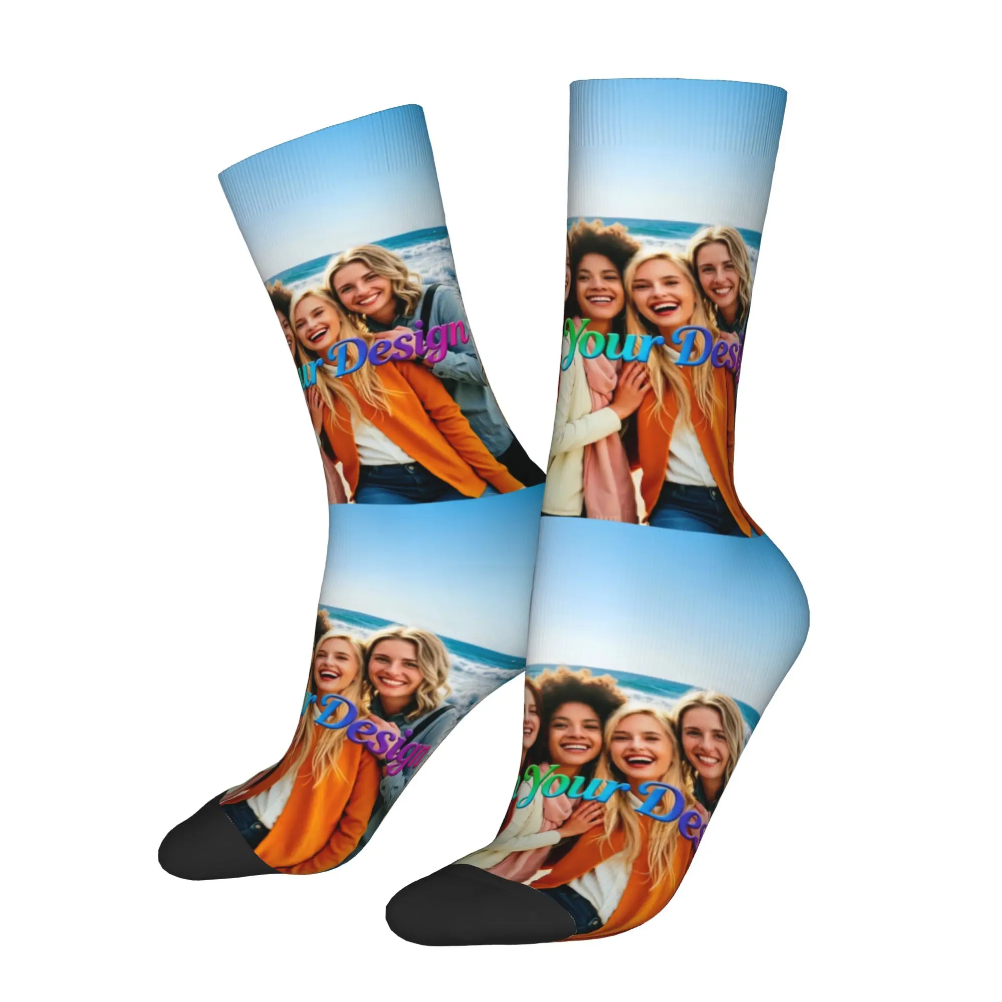 Kawaii Printing Custom Your Design Logo Socks for Women Men Stretchy Summer Autumn Winter Photo Name Printed Crew Socks