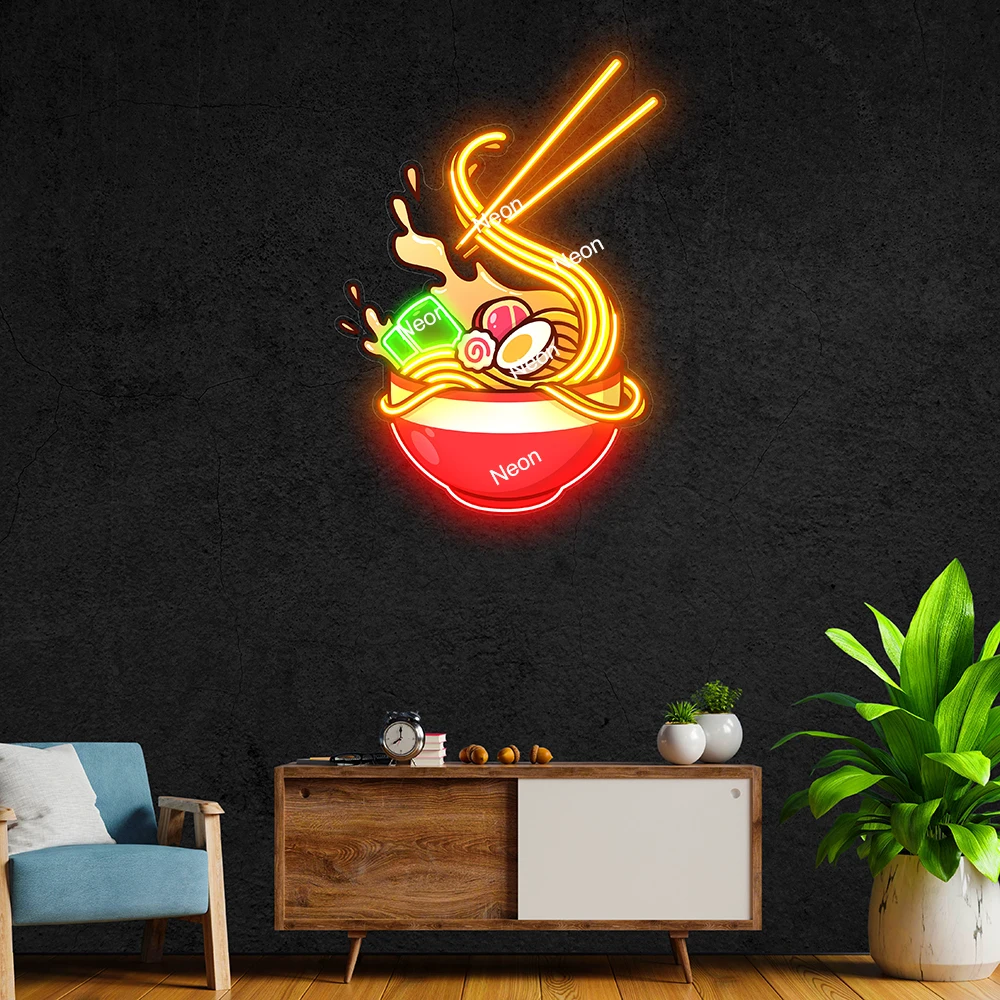 Ramen LED Neon Sign Custom Japanese Noodles Restaurant Kitchen Wall Decor Neon Japanese Food Bar Decoration Logo Business Signs