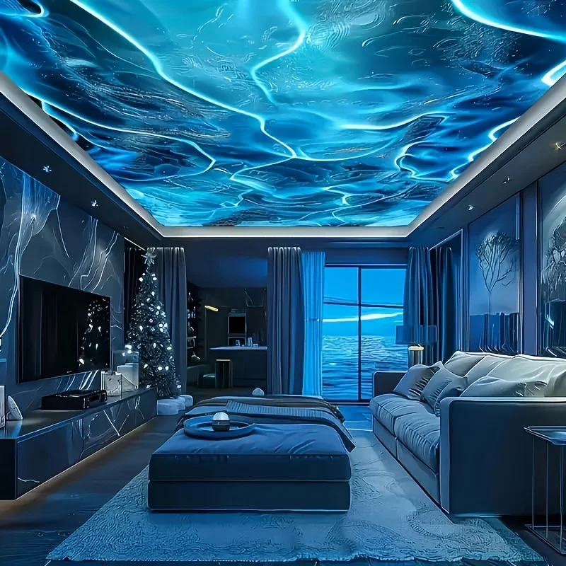 Starry Sky Ocean Wave Projector Ligh LED Night Light 7 Colors with Remote USB Powered Dynamic Rotating for Family Romantic Decor