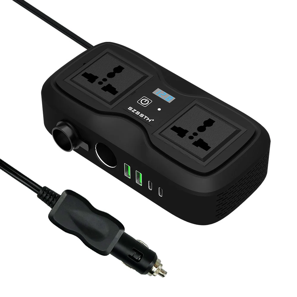 Hot Selling 200W Dc 12v to Ac 110v 220v 200 Watt Car Power Inverter with 2 Usb Universal Socket