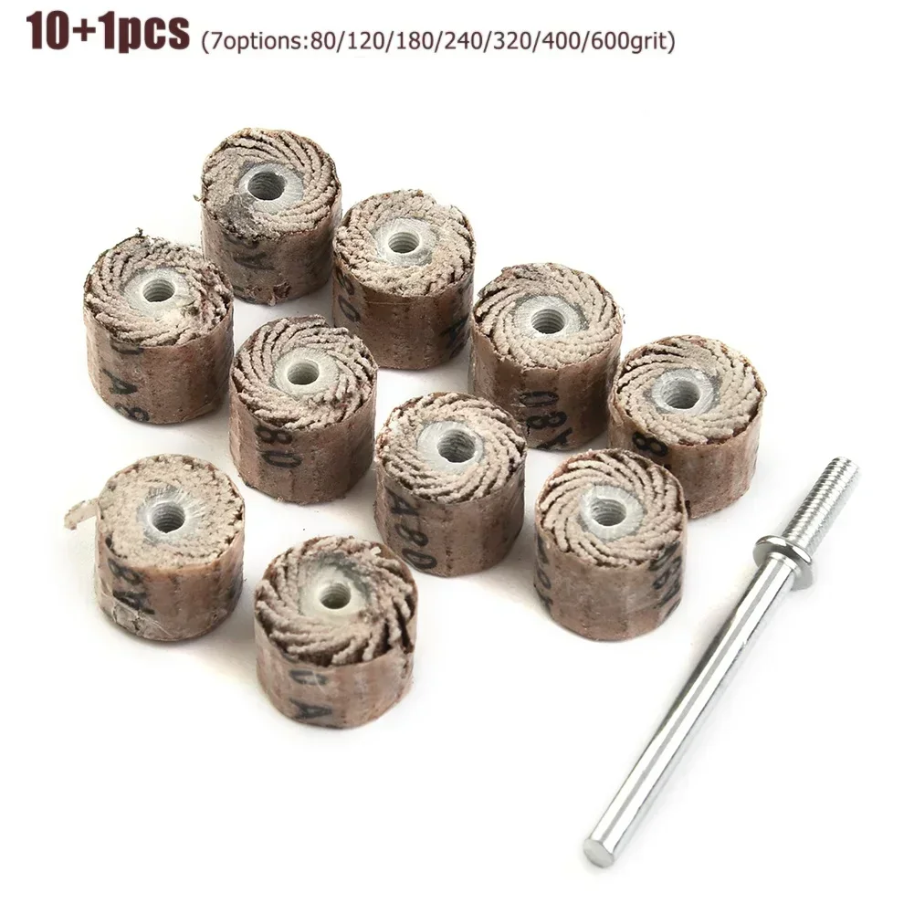 

10PCS 80-600Grit Flap Grinding Wheel With Rods Sanding Drill Abrasive Sandpaper Shutter Polishing Wheel Abrasive Power Tools