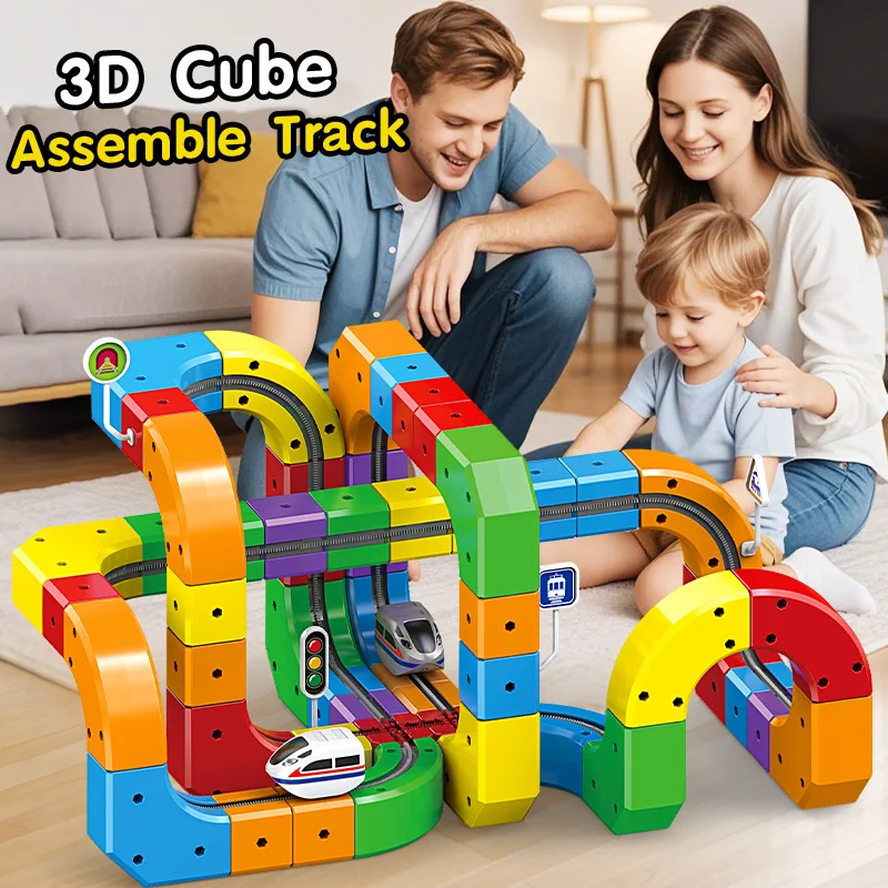 Electric Train Set 51/81/123PCS for Kids, DIY 3D Track Building System with Gravity-Defying USB Rechargeable Train, Magic Rail C