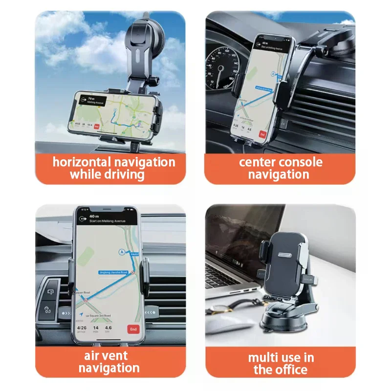 Phone Holder Stand Dashboard Mount 360° Rotatable Gravity Smartphone Holder With Extension Rod Bracket GPS Support