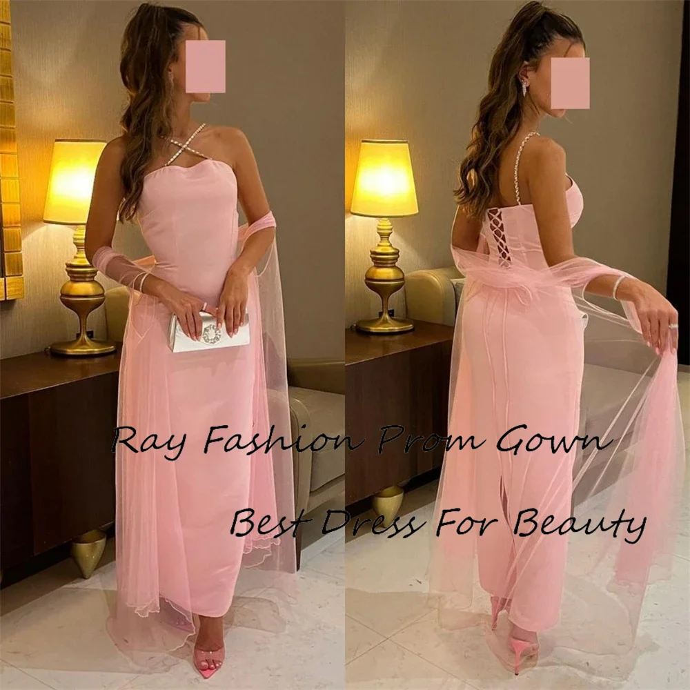 

Ray Fashion Evening Dresses Elegant Spaghetti Sheath Cocktail Sequin Satin Occasion Party Gown For Special Occasion For Women