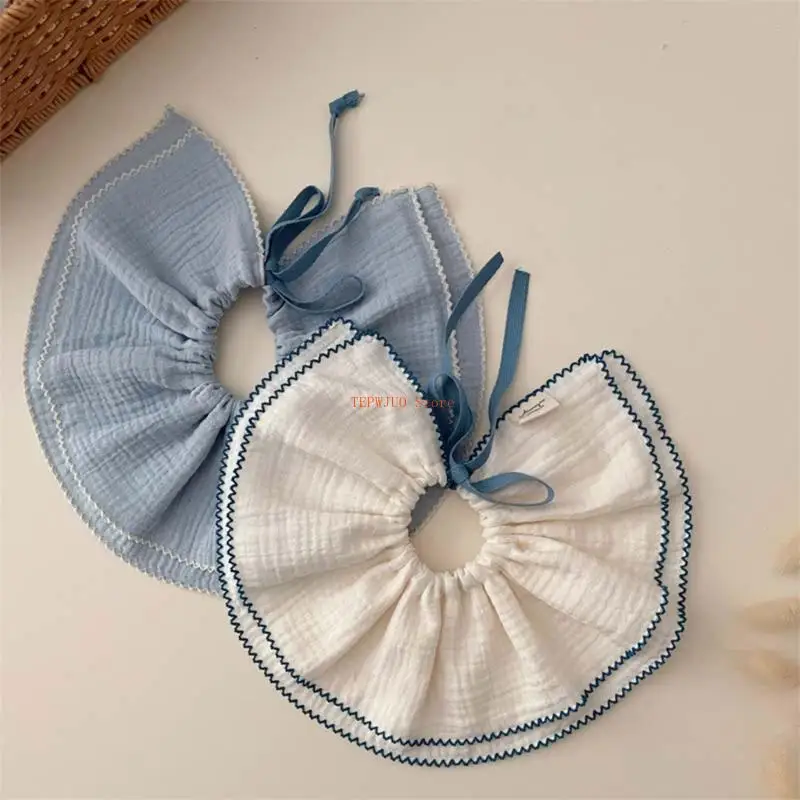 U50F الرضع الترويل مريلة الدانتيل زهرة ملابس التجشؤ للطفل 0-12 متر تنفس منشفة لعاب الأطفال الكرتون طباعة الطفل المرايل لحديثي #3