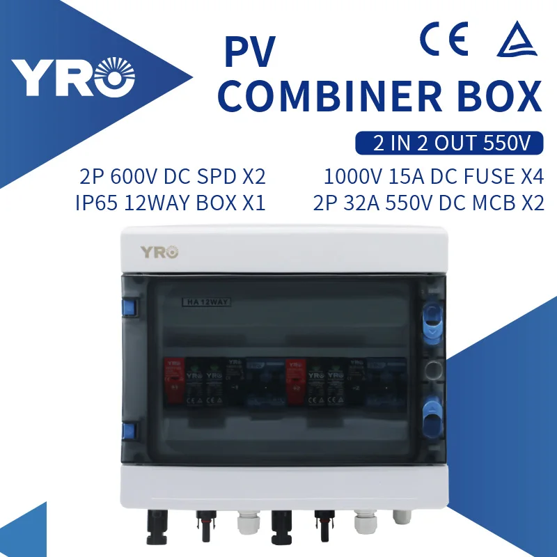 solar pv combiner box surge lightning protecao ao ar livre fusivel dc mcb spd impermeavel em out 550v 01