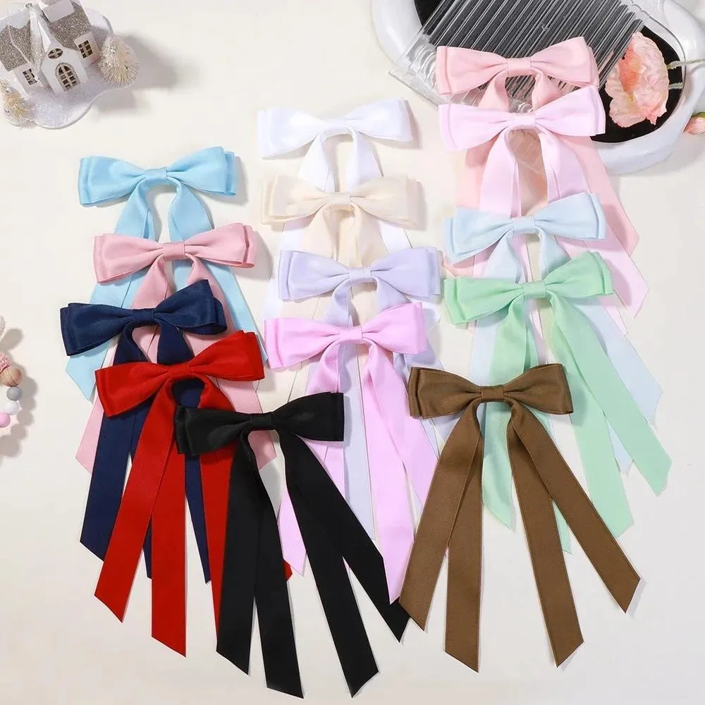 Random Color 10pcs Long Ribbon Hair Clip Tied Hair Headwear Ballet Fashion Girl Bowknot Women Hairgripes Hair Accessorie - view 6
