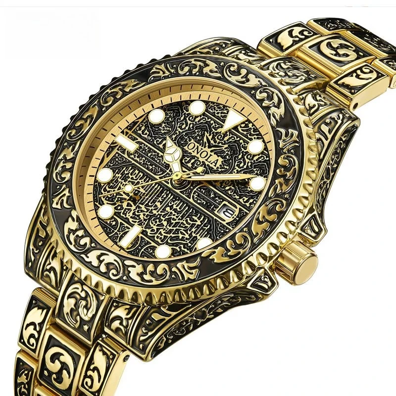 Fashion new casual business men's watch retro gold watch quartz waterproof automatic watches for men original  luxury watch men