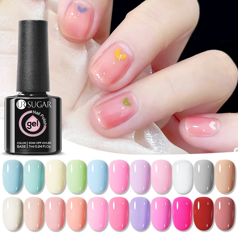 UR SUGAR 7ml  Nude Pink White Colorful Gel Color Gel Nail Polish Semi Permanent Soak Off UV LED Enamels for Nails Art Varnish