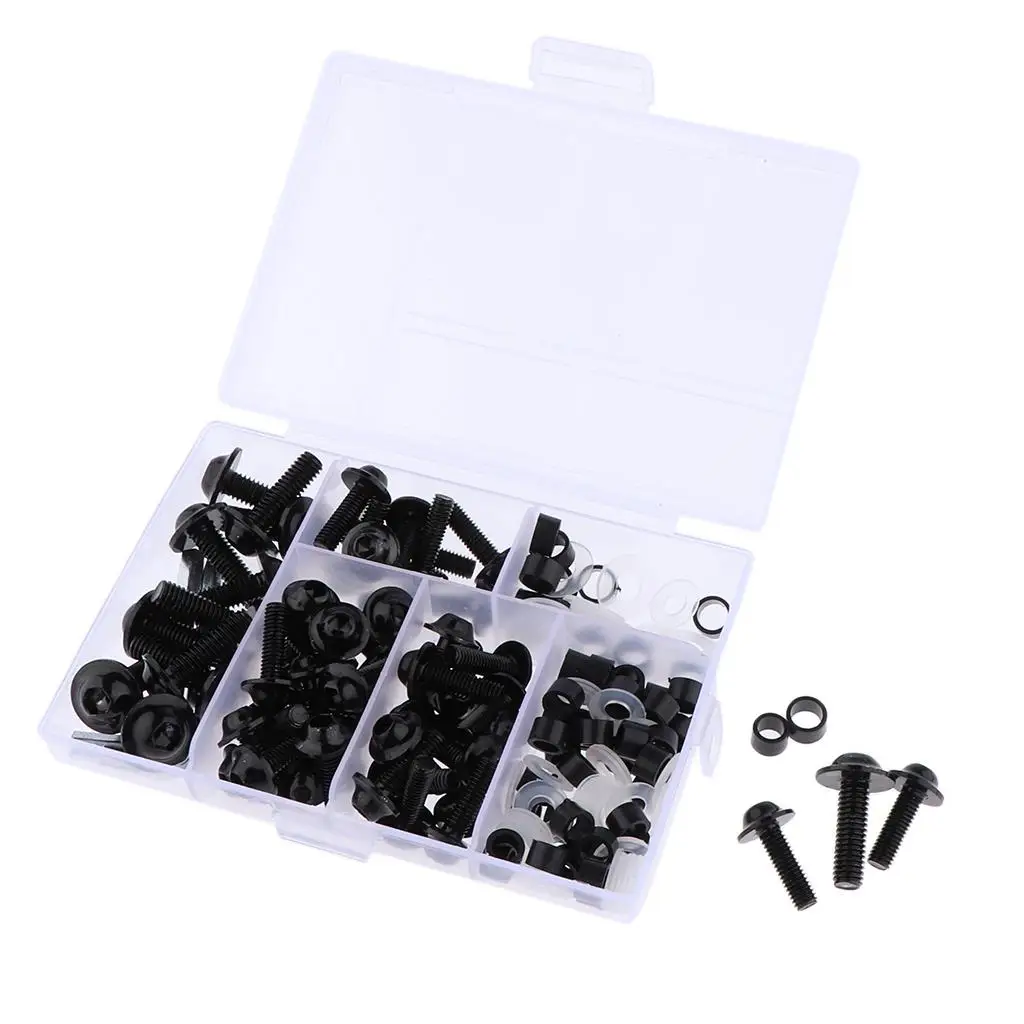 158 Pcs/Set Universal Motorcycle Fairing Spring Screws Bolts Nuts Kit Fastener Clips Sportbike for Yamaha/Kawasaki/Suzuki Etc