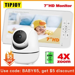 HD Split Screen Video Baby Monitor, Pan Tilt, câmera Zoom 4X, visão noturna, 2-Way Audio, canção de ninar VOX, babá babá, 7 