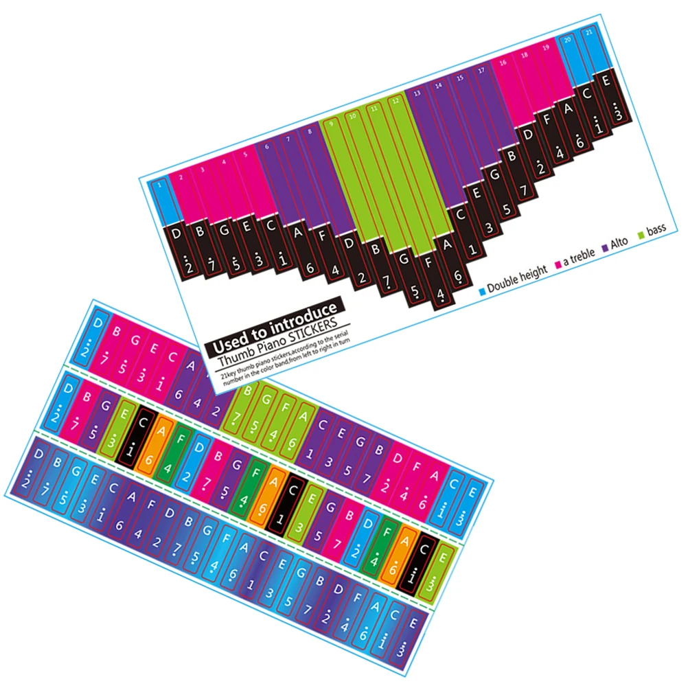 

Musical Note Stickers Kalimba Piano 21 Keys Phonetic Symbols Instrument Thumb Piano Visual Learners Playing Chords Technique
