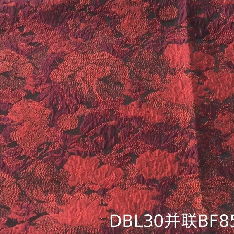 Abstract jacquard fabric pink gold thread oil painting style for women's dress