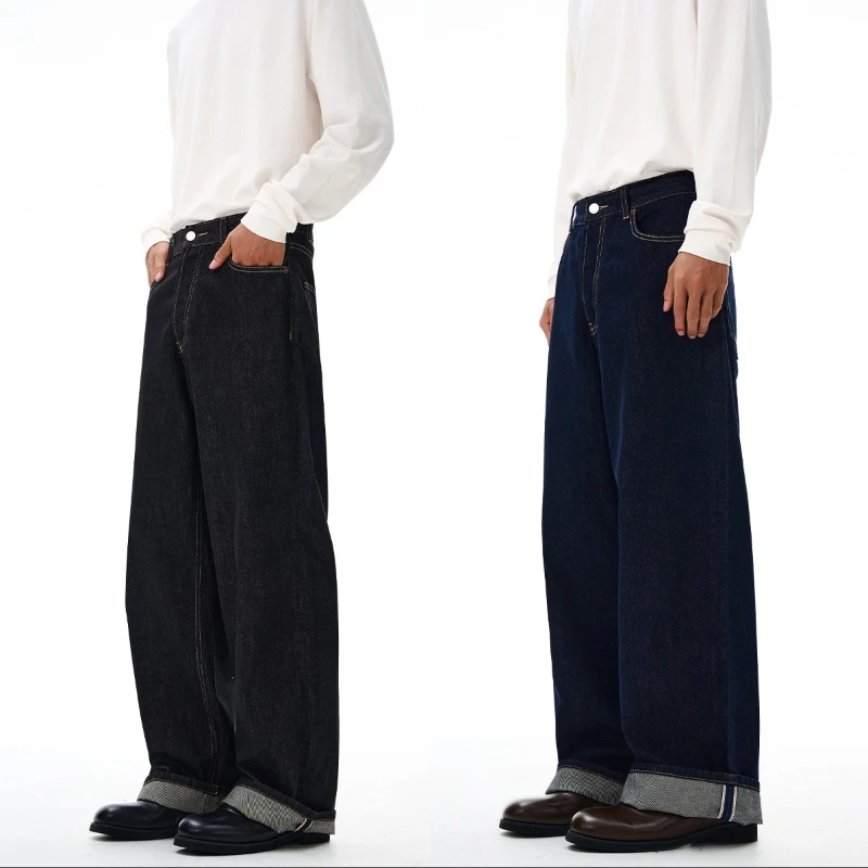 2026 Spring Autumn High Quality American Danny Original Cow Red Ear Curled Edge Jeans Men's Straight Tube Loose Long Pants