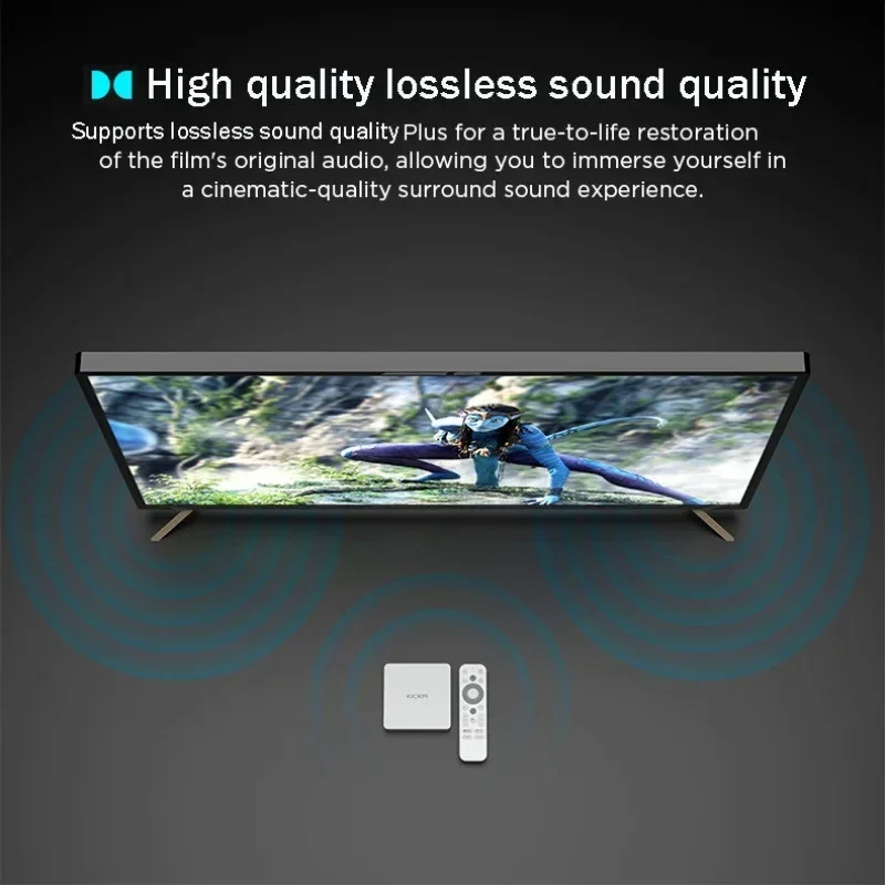 KICKPI KP1 Goog TV Box Android Voice assist HD 4K Set Top Box Android 11.0 2GB 32GB AV1 Amlogic S905Y4 2.4G&5G Wifi BT5.0 TV Box