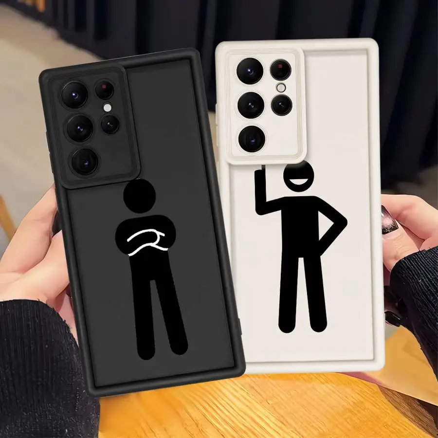 Black Cartoon Character Phone Cover Case for Samsung Galaxy S22 S25 Ultra S20FE S24 Plus S23 FE S25 Edge S21 S24Ultra
