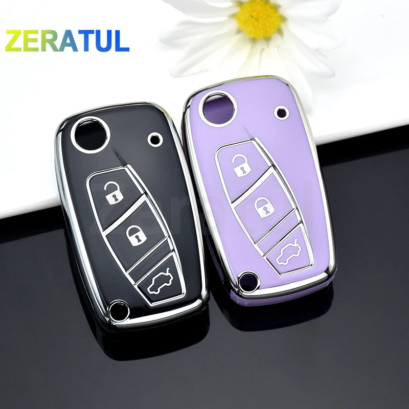 สำหรับ Fiat Panda Stilo Punto Doblo Grande Bravo 500 ducato minibus TPU เคส kunci REMOTE mobil อุปกรณ์เสริมกุญแจแบบพับผิวนอก