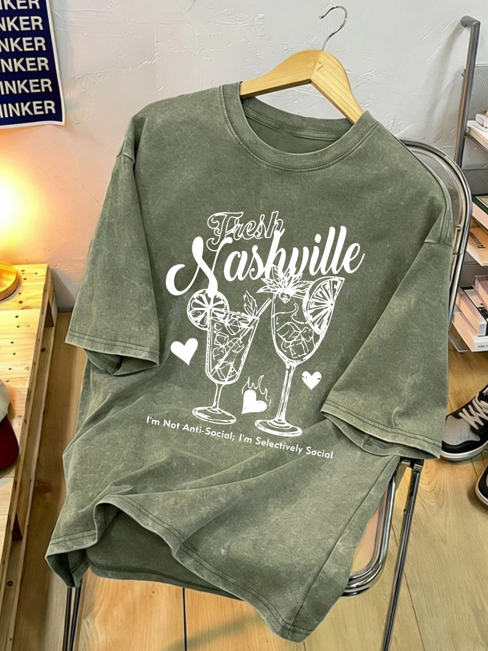 Freshly Prepared Fruit Wine Printing Man'S Short Sleeve Summer Basics T-Shirts Cool Cotton Streetwear Casual Breathable Tee