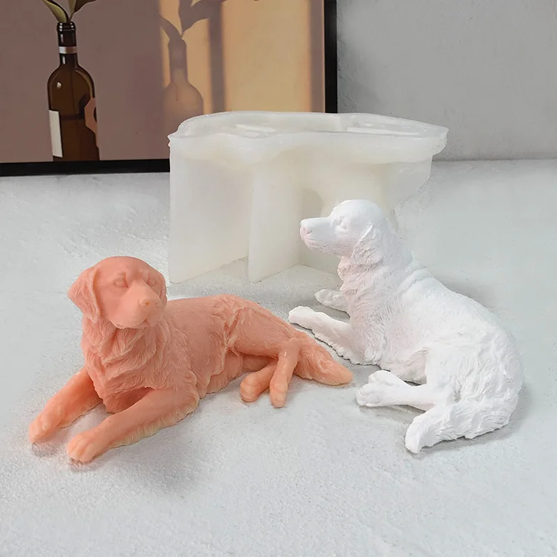 Pet Labrador Dog Candle Silicone Mould Animal Aromatherapy Soap Plaster Decorative Making Set Cake Baking Tools Home Decor Gift