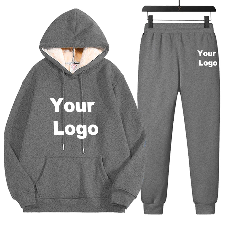 Sweats à capuche épais avec logo personnalisé pour hommes, sweat-shirt décontracté, manteau de sport, noir, bleu marine, streetwear chaud imbibé, hiver