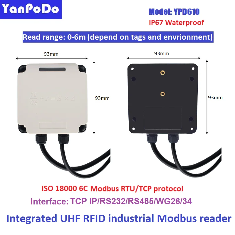 Yanpodo Industrial 0-6m Read Range Mini UHF Modbus RFID reader PLC Connect RFID antenna UHF Reader For Production Line Process