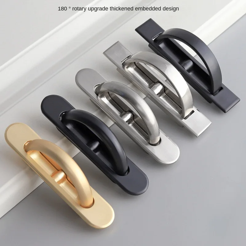 Tatami Mat Slotted Concealed Handle Built-in Swivel Flap Concealed Handle Door Knob Ceramic Flower Restoration Hardware