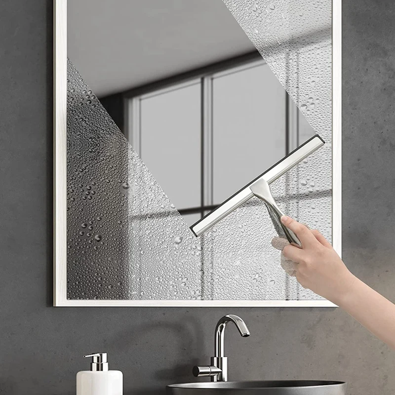 Multi-Purpose Shower Scraper Is Suitable For Shower Doors, Bathrooms, Windows And Car Glass-Stainless Steel