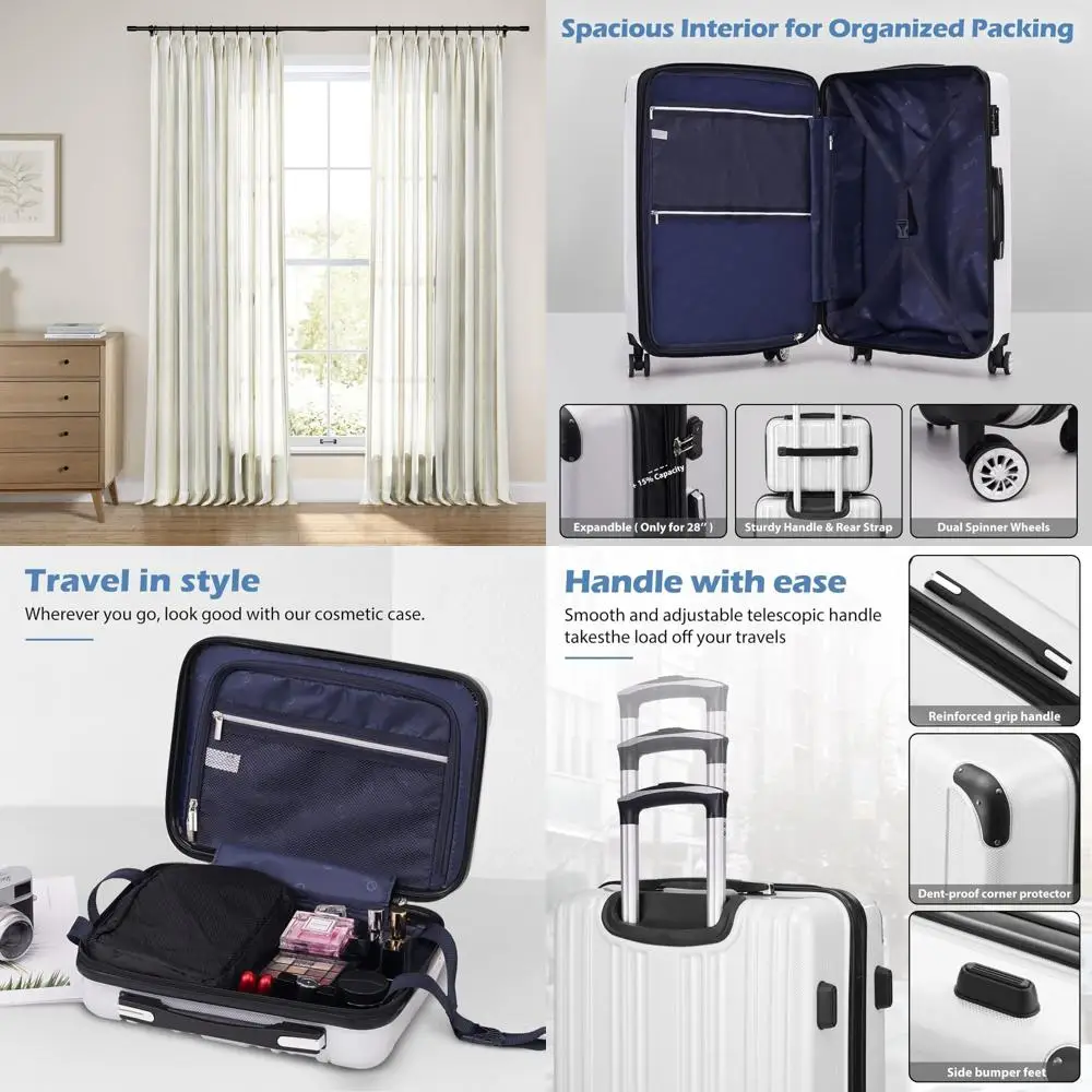 

expandable 5-piece spinner luggage set in pc+abs material, 20", 24", 28" sizes (wine wind new)