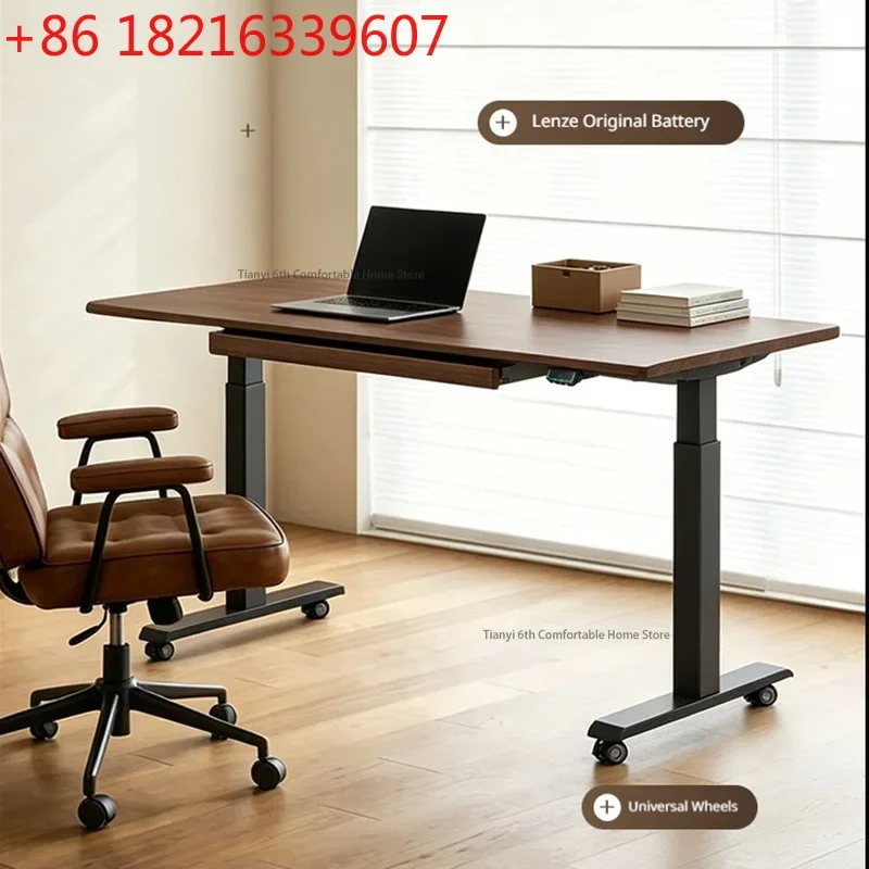 Japanese Solid Wood Electric Height Adjustable Desk Nordic High-end Smart Office Computer Desk Bedroom Home Furniture FYCD