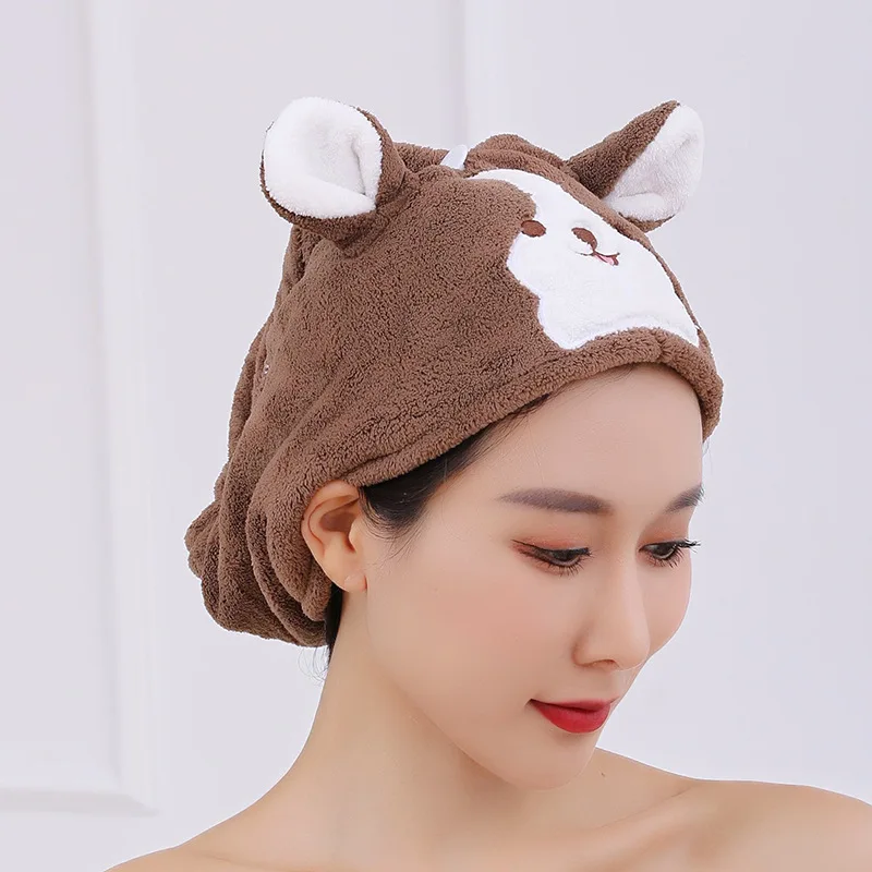 Microfiber dry Hair Towel Cute Women And Child After shower Hair Drying Hat Absorption Turban Towels Bathing Tools