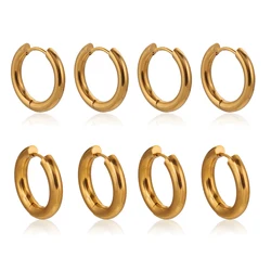 6pcs Stainless Steel 3mm 4mm Earrings PVD Gold Plated Round Korean Ear Rings Hoop Earring for Man Women Female Punk Jewelry