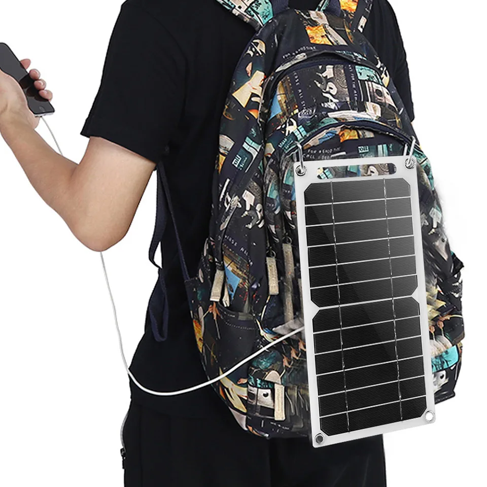 35W Solar Panel With USB Waterproof Outdoor Hiking And Camping Portable Battery Mobile Phone Fast Charging 6.8V