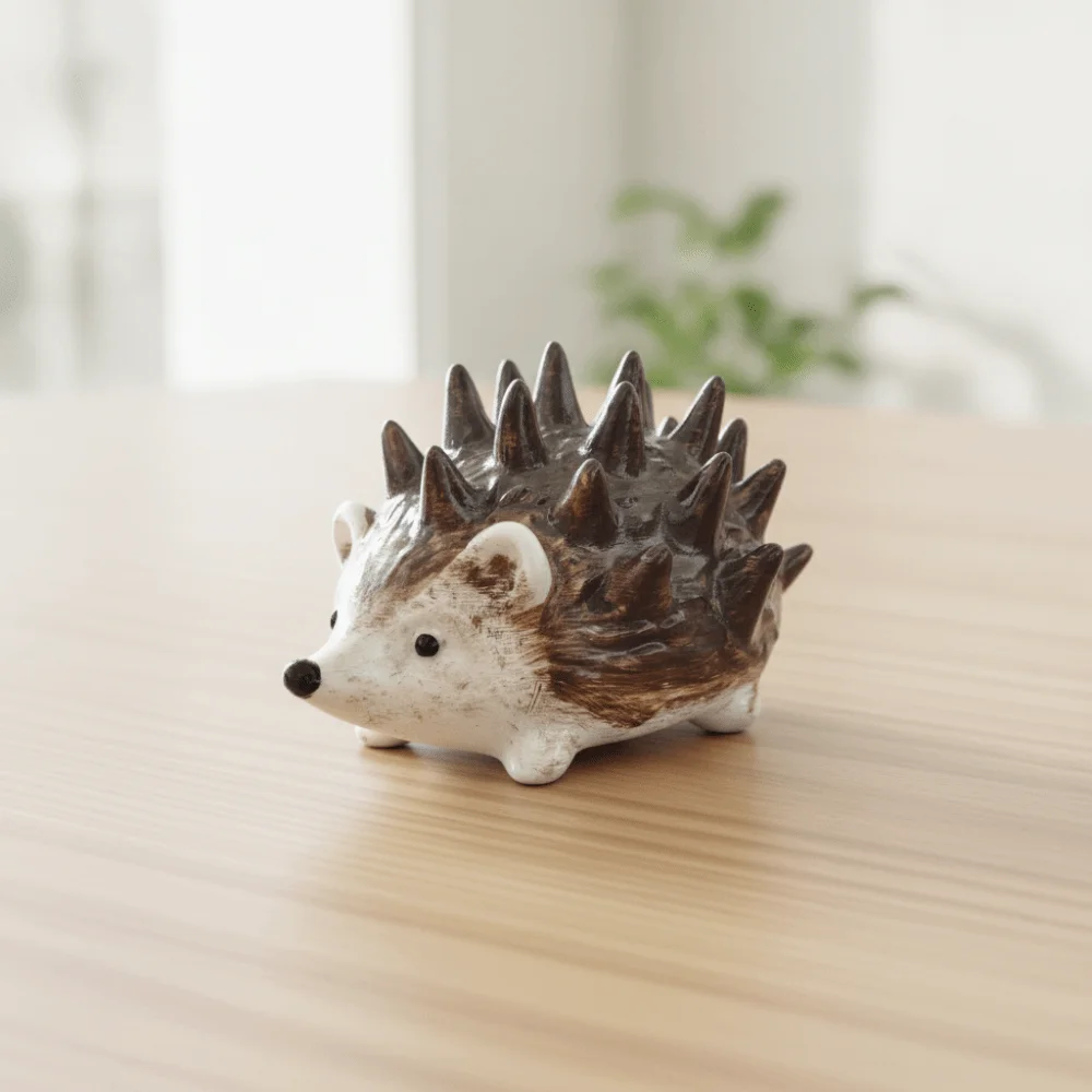 Resin Craft Hedgehog Ornament Figurine for Desk Storage Rings Hedgehog Statue Contemporary Style