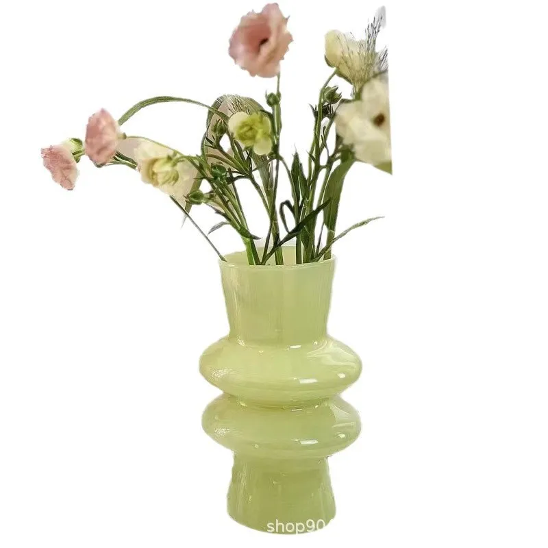 CX Simple Premium Sense Middle Guffington Cream Glass Vase Flower Hydroponic Utensils
