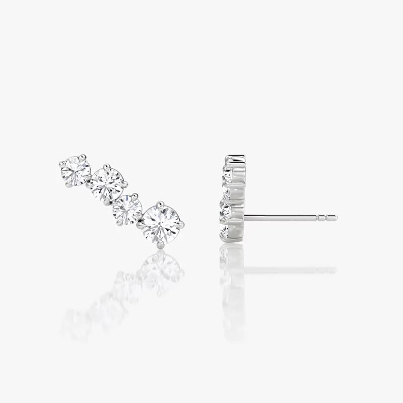Lnkry Certified 5mm&4.5mm&4mm Moissanite Stud Earring Sparkling 14K Gold Filled 4-stones Climber Earrings for Women 2026 Jewelry