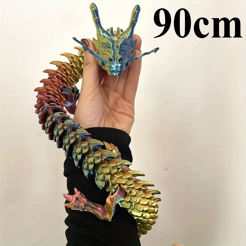 NONE 90 cm 3D-gedruckter chinesischer Drache, Ganzkörpergelenke, die sich bewegen können, Heimtextilien und Dekorationen wert, die kreatives Spielzeug sammeln