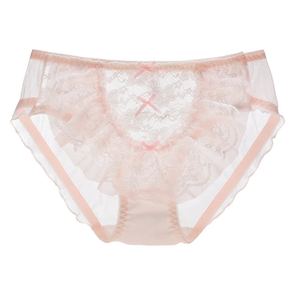 4XL Women Large Big Plus Size Sexy Lace Transparent Mesh Underwear Cute Lovely Sweety Low Waist Princess Style Panties Breifs