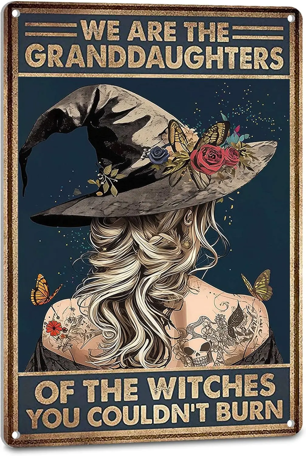 الساحرة هالوين ديكور القوطي القصدير علامات لغرفة الهبي المطبخ جدار ديكور فني الجمالية خمر الحمام زينة ويتشي ميت