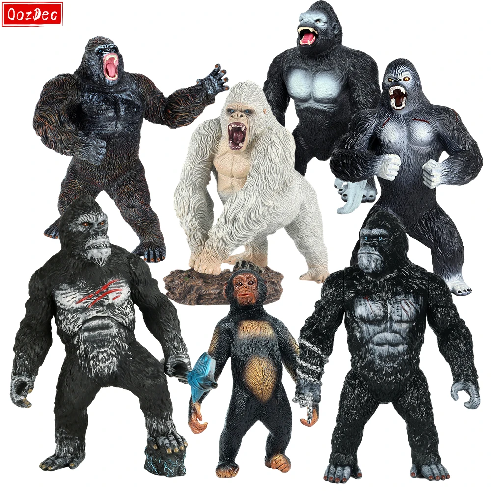 OozDec Gorilla King Kong Toys Warrior Fight Mode  PVC Animals Model Decoration Action Figures Role Playing Story Toy Kids Gift