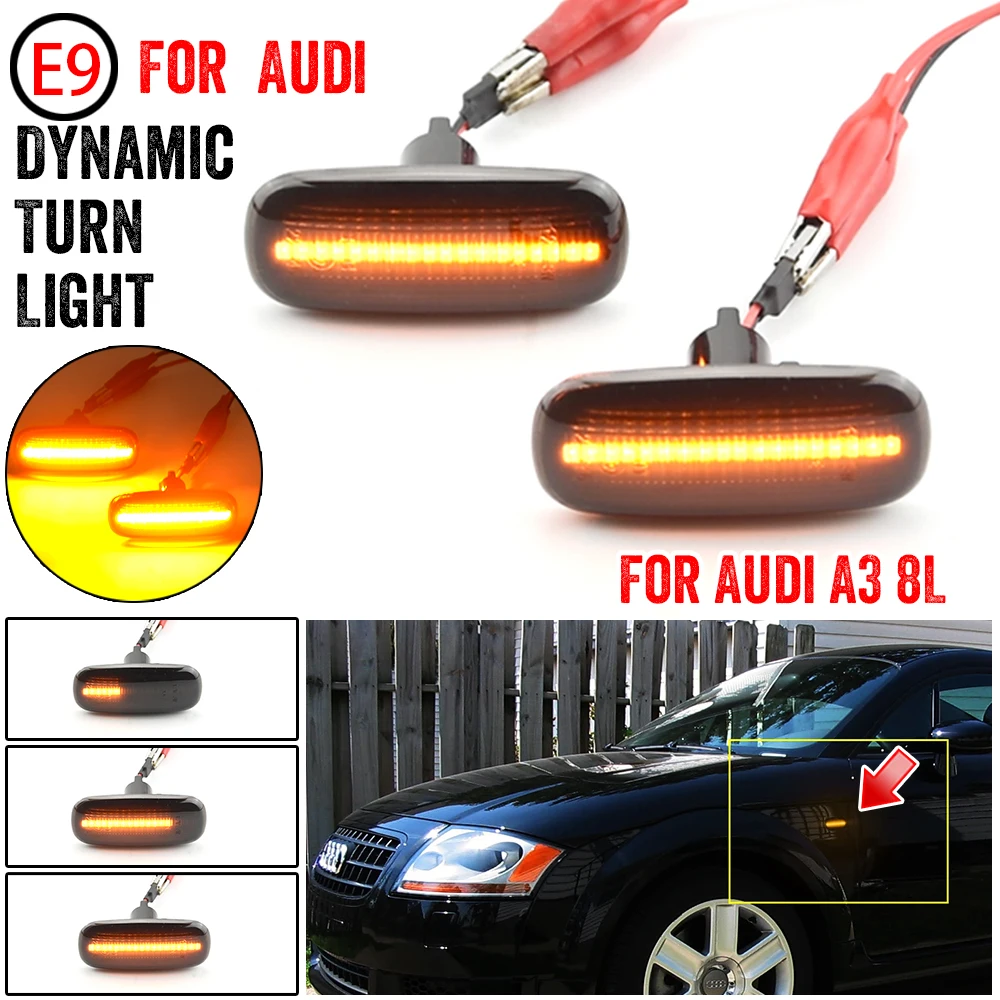 

Автомобильный светодиодный динамический боковой габаритный фонарь, указатель поворота, лампа для Audi A3 S3 8L 2000-2003 A8 D2 1999-2002 TT 8N 2000-2006