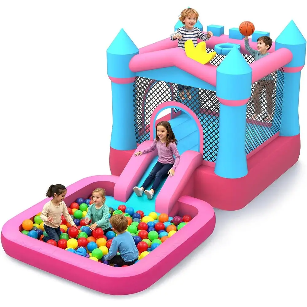 

Iatable Bounce House с бассейном и горкой, замок для прыжков в аквапарке размером 12x6,2 фута для детей, сверхпрочная ткань из бычьей ткани 840D, возраст 3-8, я