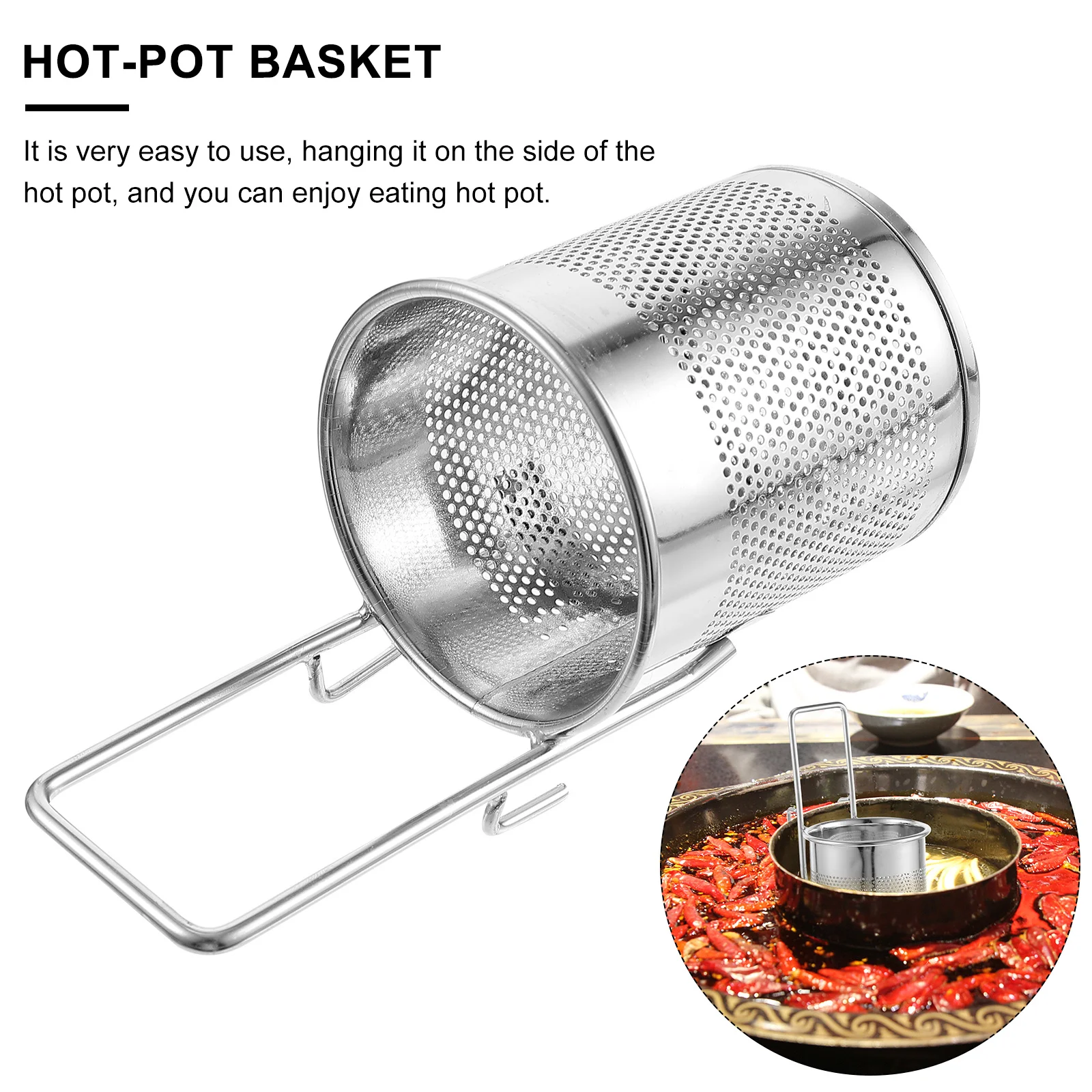 

1pc Hot-Pot Hanging Basket Mesh Net For Hot Pot Filtering Stainless Steel Strain Basket Cooking Tool Home Restaurant Kitchen
