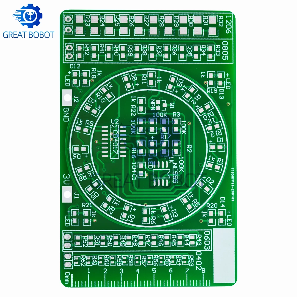 SMD NE555/CD4017 Rotating Flashing LED Kit - High-Quality Soldering Practice Board for Skill Building NE555/CD4017