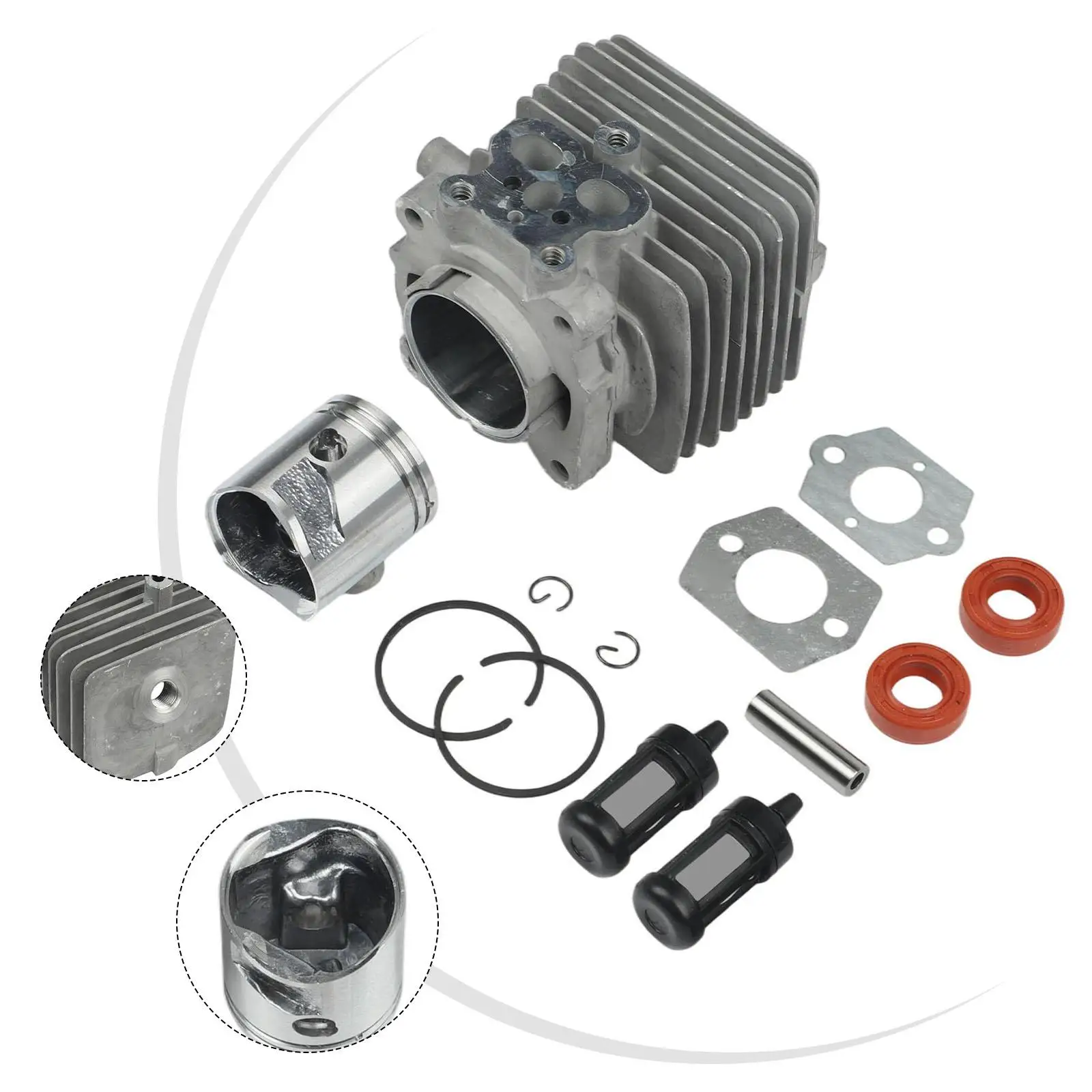 مجموعة إعادة بناء حشية جزء أداة الطاقة كجموعة أسطوانات الصورة تتضمن مجموعة حشيات معدنية لإصلاح معدات الحدائق