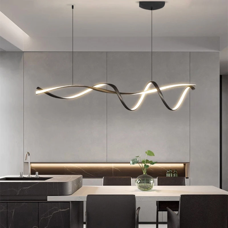 NEO Gleam Black Modern Led Pendant Lights For Dining Room decor Kitchen Island Bar store Indoor Hanging Pendant Lamp Fixtures