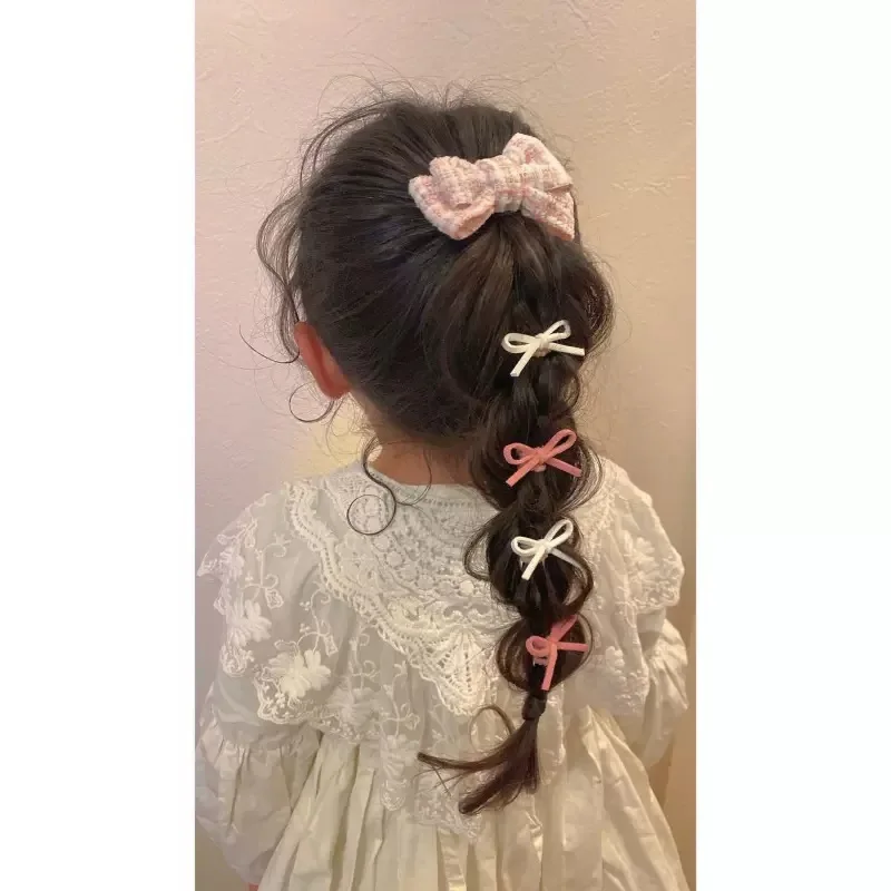 Hair Ties Kids Sweet Elastic Fabric Cute Bow Design Lightweight Colorful Korean Daily Use Party Travel Home for Girls Toddler