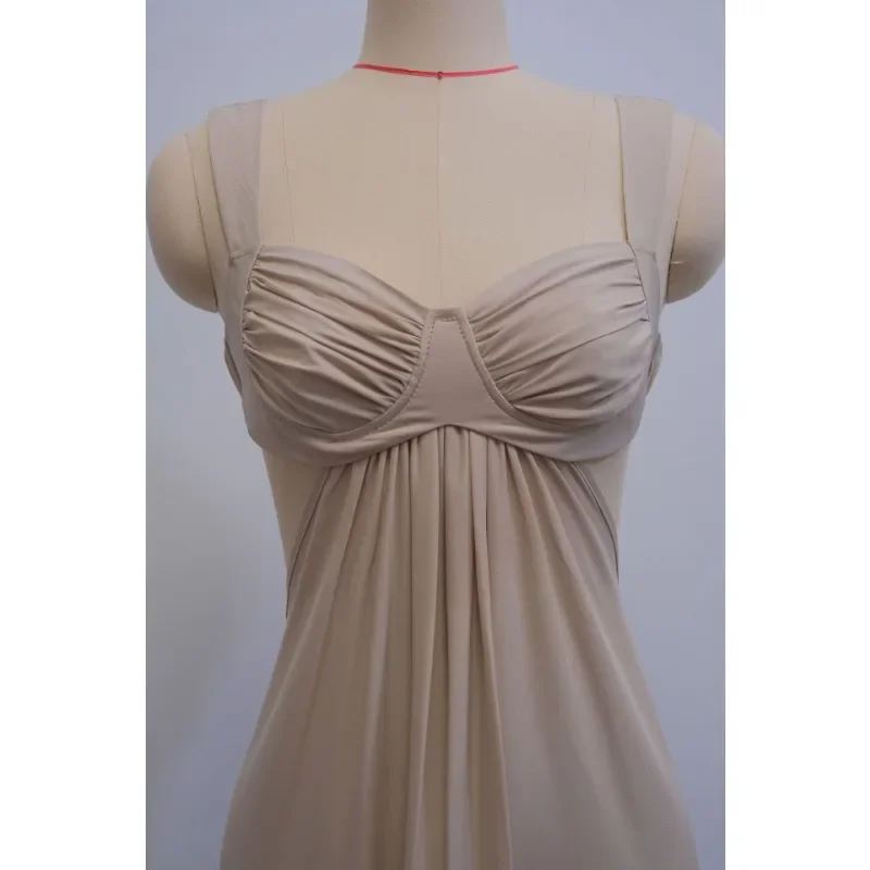 Mujeres sin mangas espalda abierta tanque drapeado cuello largo Maxi vestido 2025 calle cumpleaños Sexy Club Vestidos de fiesta en la playa Vestidos