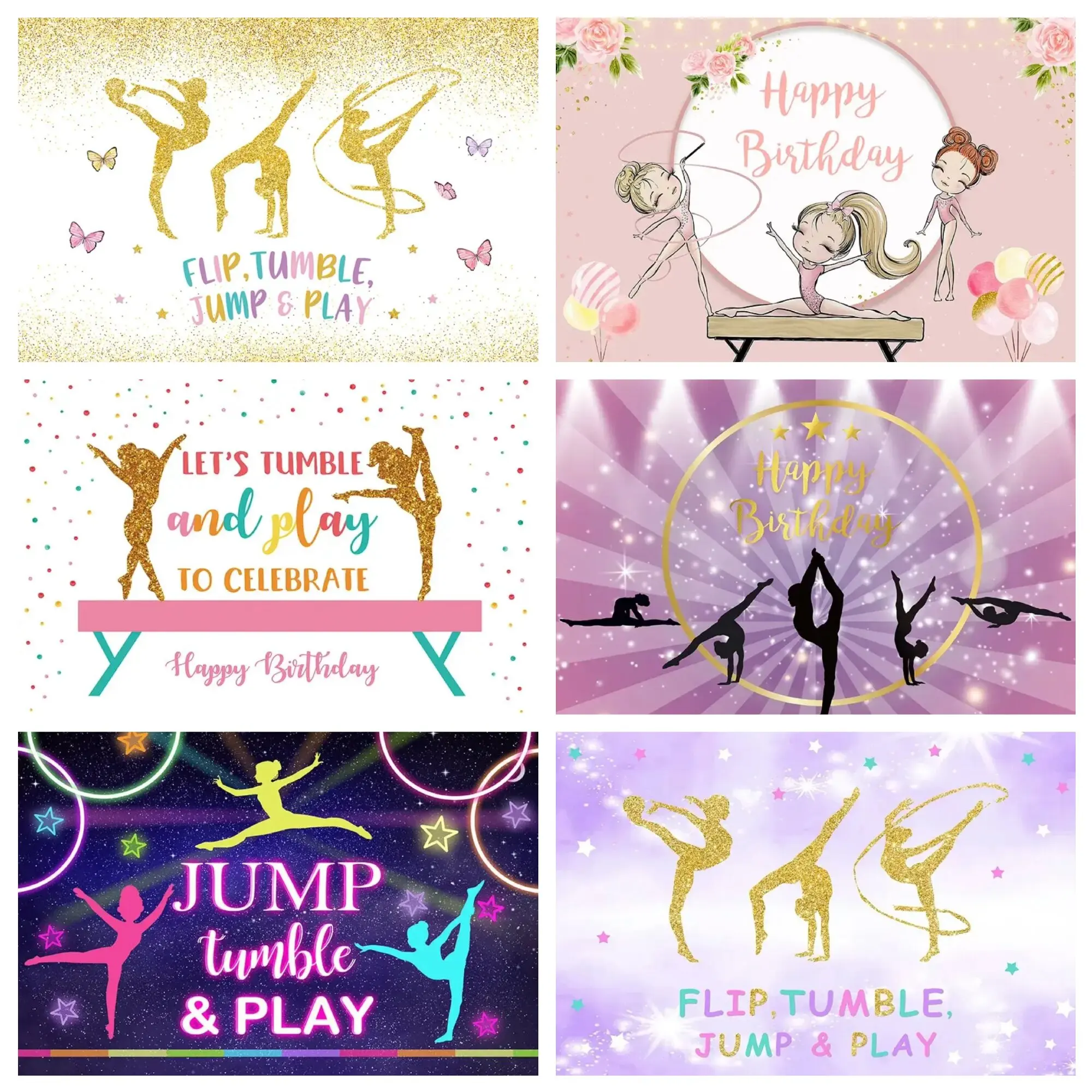 

Ballet Photography Backdrops For Girls Gymnastics Birthday Gymnast Tumbling Flip Jump Tumble Play Photo Studio Background TW-01