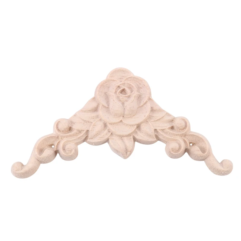 

100PCS Floral Wood Carved Decal Corner Applique Decorate Frame Wooden Figurines Cabinet Decorative Crafts