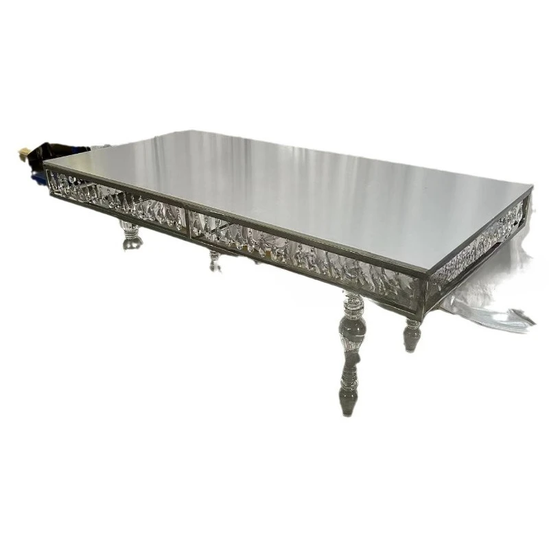 Wedding hall electroplated crystal wedding groom and bride table